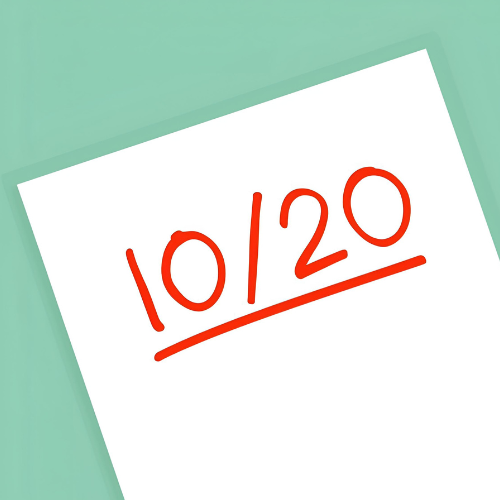 Illustration dun 1020 écrit en rouge sur une copie → symbolise la stagnationde LY SERVICESTutorat scolaire  Former  Soutenir