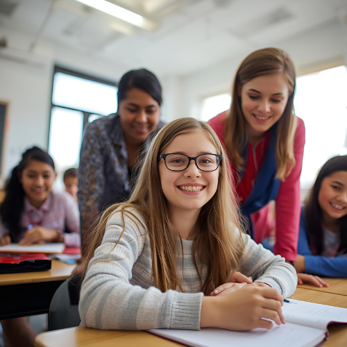 Une photo de groupe (élève + parent + tuteur)-GMS15.- LY SERVICES-Tutorat scolaire