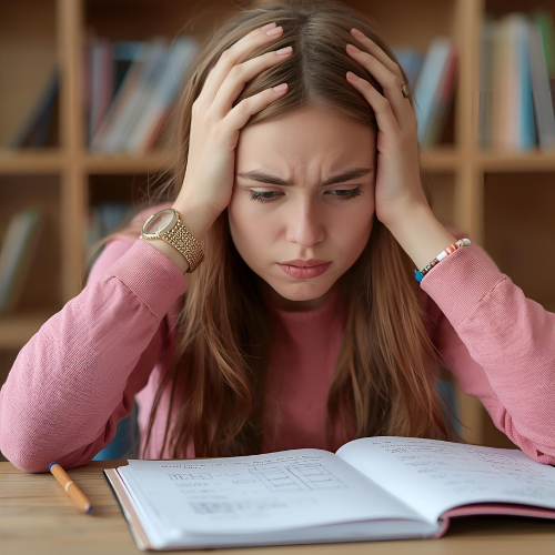 Une photo délève stressé devant un devoir de maths 5 de LY SERVICESTutorat scolaire  Former  Soutenir